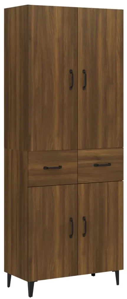 vidaXL Hoge kast 69,5x34x180 cm bewerkt hout bruineikenkleurig