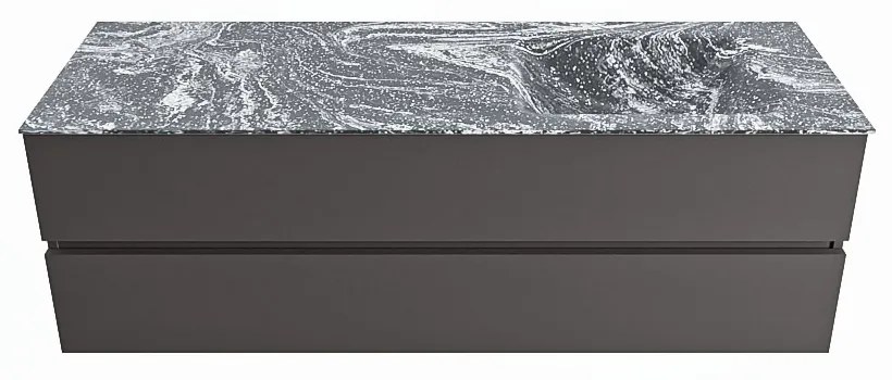 Mondiaz Vica DLux badmeubel 150cm dark grey 2 lades met wastafel lava rechts 1 kraangat