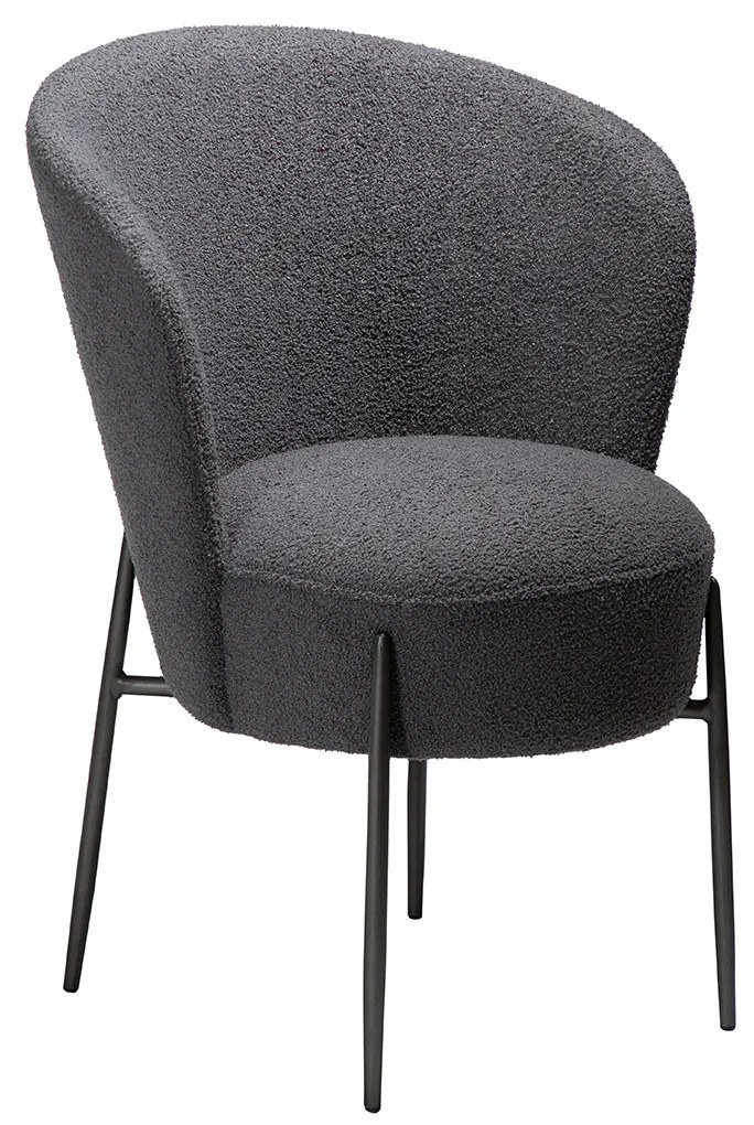 Dan-Form Orbit Eetkamerstoel Met Hoge Rugleuning Rond Boucle Grijs