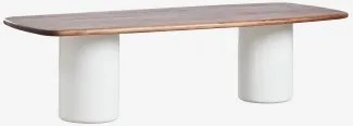 Rectangulaire Eettafel 270x110 Cm Van Acaciahout Bogota Donker Acaciabruin & Helder Wit - Sklum