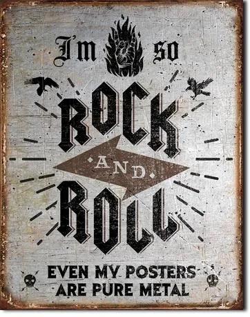Metalen wandbord Rock n Roll Posters, (30 x 42 cm)