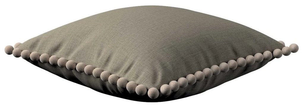 Dekoria Kussenhoes Wera met pompons, beige-grijs 45 x 45 cm