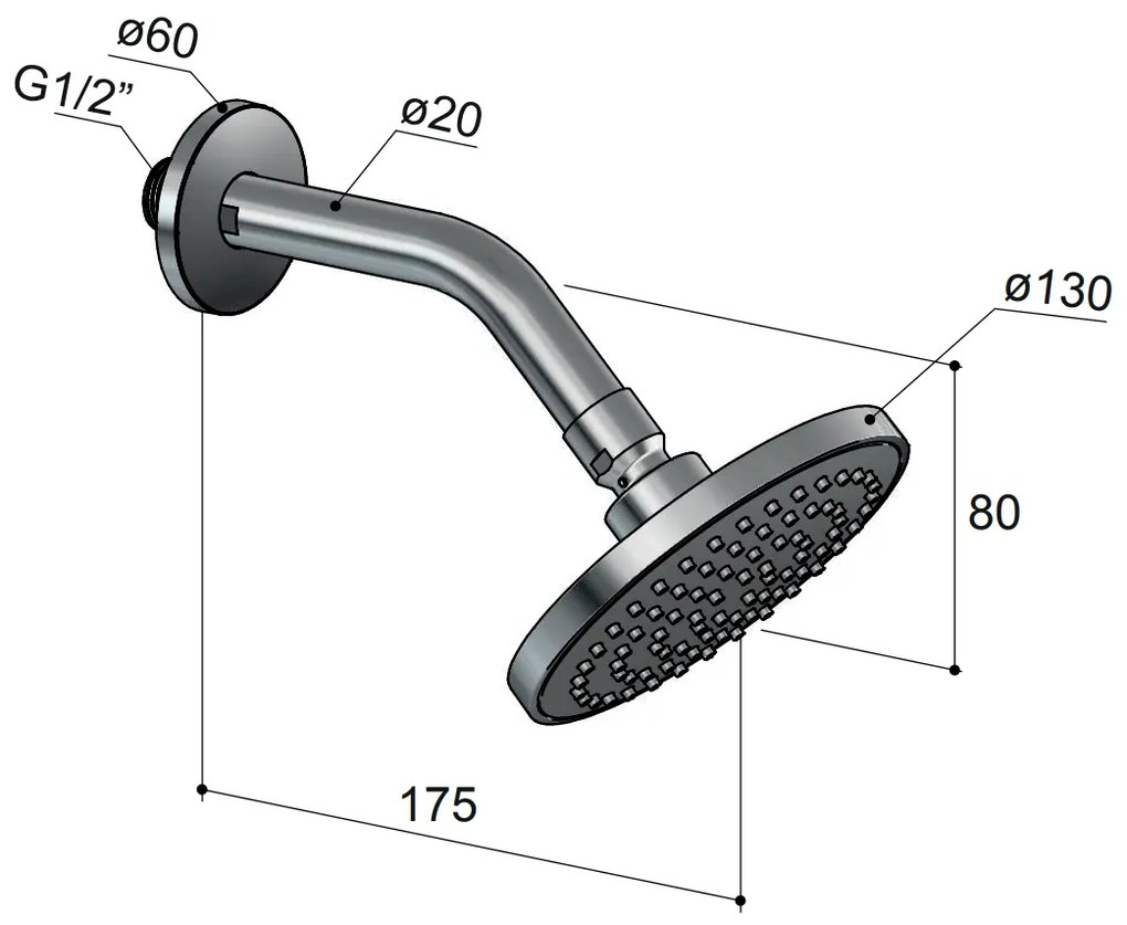 Hotbath Mate M385 13cm hoofddouche met wandarm geborsteld nikkel