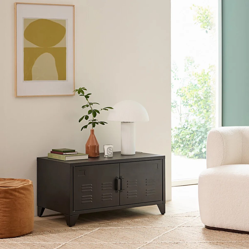 Laag meubel in metaal, 2 deuren, Hiba