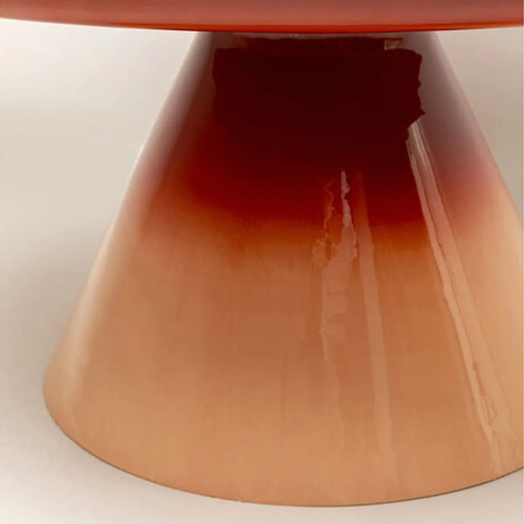 Retro Bijzettafel Emaille Rood Beige - 60 X 60cm.