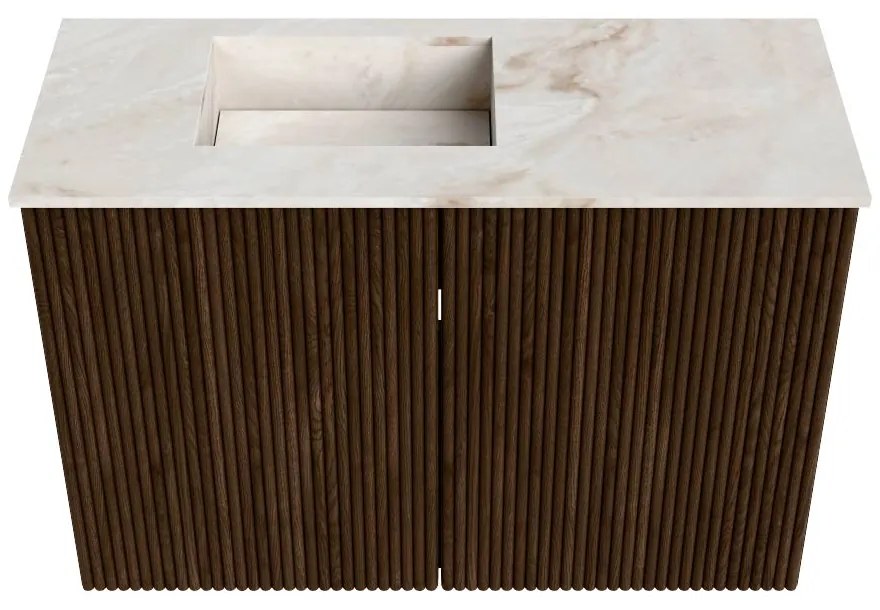 Mondiaz Joya DLux 60cm toiletmeubel walnut met wastafel faye links 1 kraangat frappe
