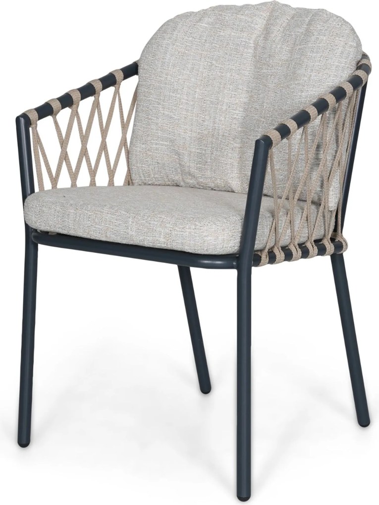 Tuinset Ronde Tuintafel 6 personen 150 cm Rope Grijs  Lifestyle Garden Furniture Morano/Arancia