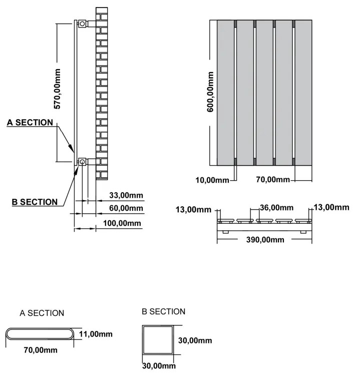 Eastbrook Deddington radiator 40x60cm 373W antraciet