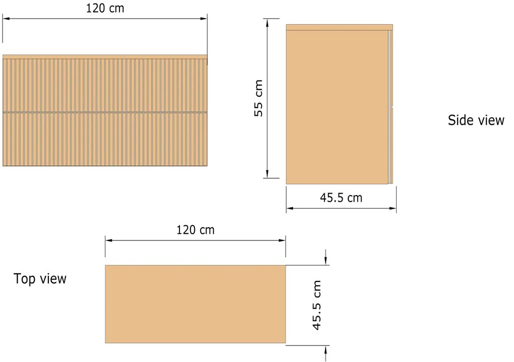 Gliss Design Hybris badmeubel met ribbelfront 120cm castle brown met glans witte wastafel met 2 kraangaten Lako