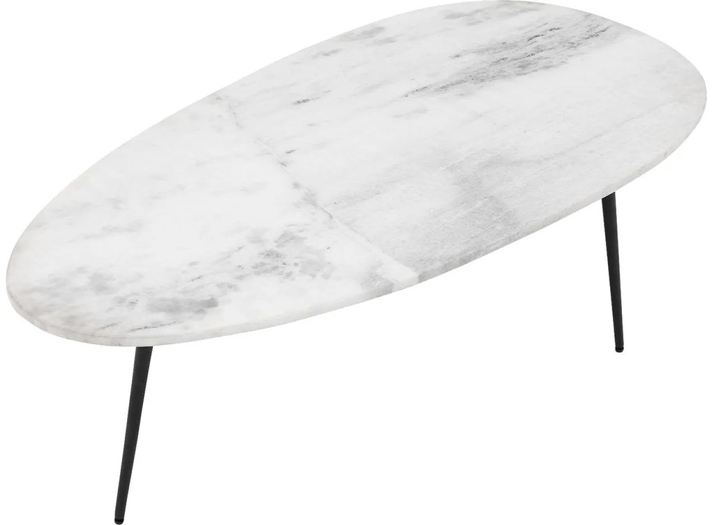 Goossens Salontafel Enzo ovaal, marmer wit, elegant chic, 110 x 40 x 55 cm