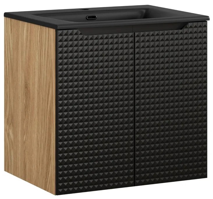 Comad Luxor Black badmeubel 60cm met 2 deuren en wastafel zwart mat