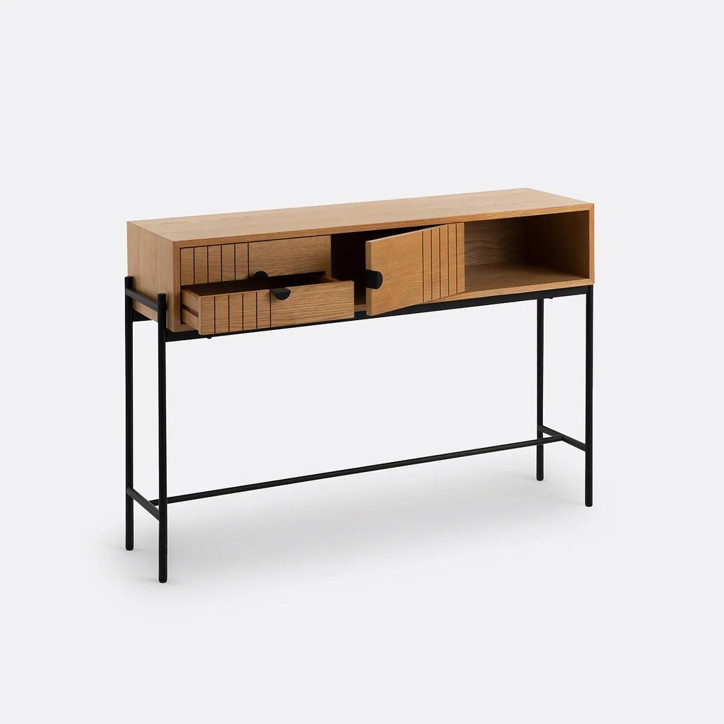 Eiken fineer wandtafel met opbergruimte Clara