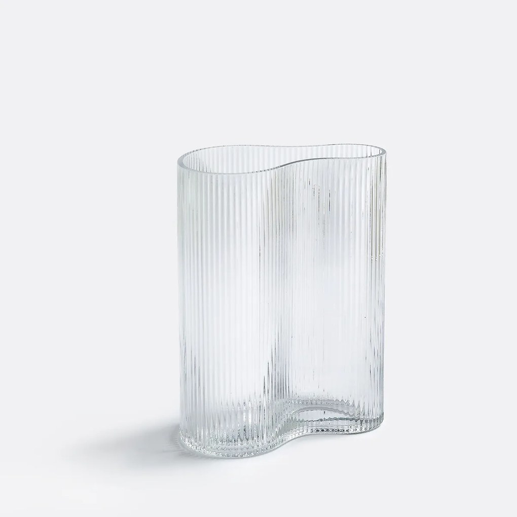Vaas in geribbeld smoked glas H21 cm, Anija