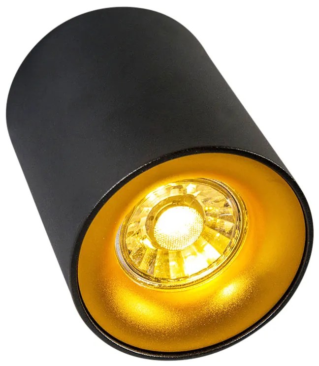 Moderne opbouwSpot / Opbouwspot / Plafondspot zwart met goud - Ronda Design, Modern GU10 Binnenverlichting Lamp