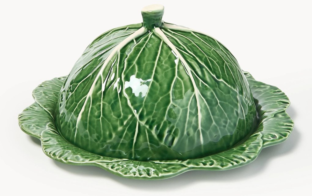 Handbeschilderde serveerplateau Cabbage met deksel