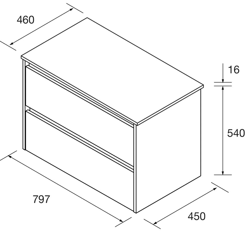 Muebles Project badmeubel 80cm met 2 lades en toppaneel zwart mat