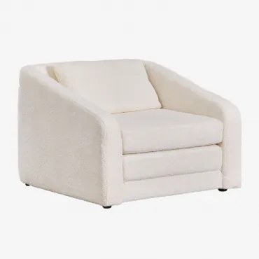 Dalila Slaapfauteuil In Bouclé Stof Bouclé Gebroken Wit - Sklum