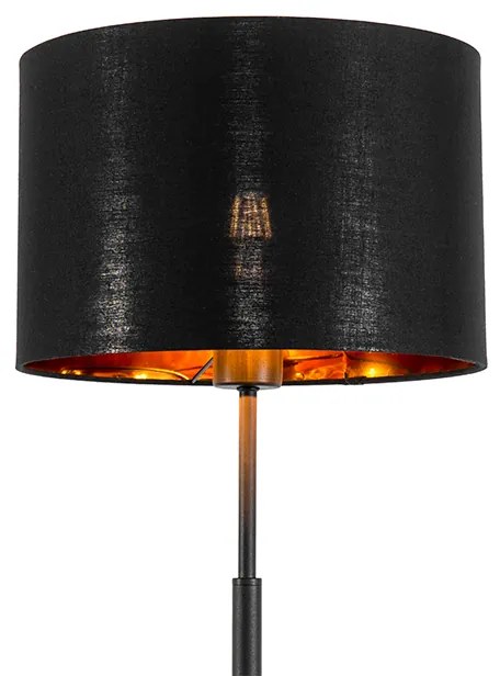 Stoffen Smart vloerlamp met dimmer zwart met goud rond incl. Wifi. A60 - VT Modern E27 Binnenverlichting Lamp