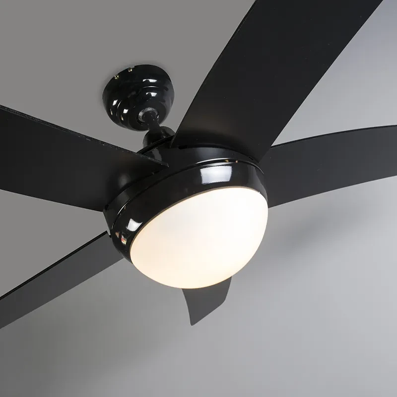 Plafondventilator zwart met afstandsbediening - Cool 52 Modern E14 rond Binnenverlichting Lamp