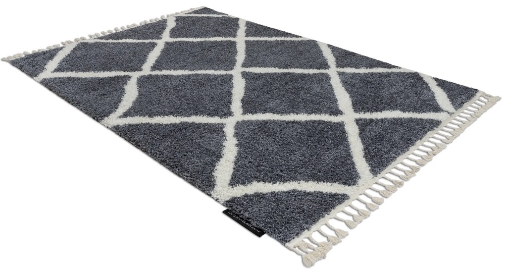 Tapijt BERBER CROSS B5950 grijskleuring / witrand , Barber , marokkaanse shaggy
