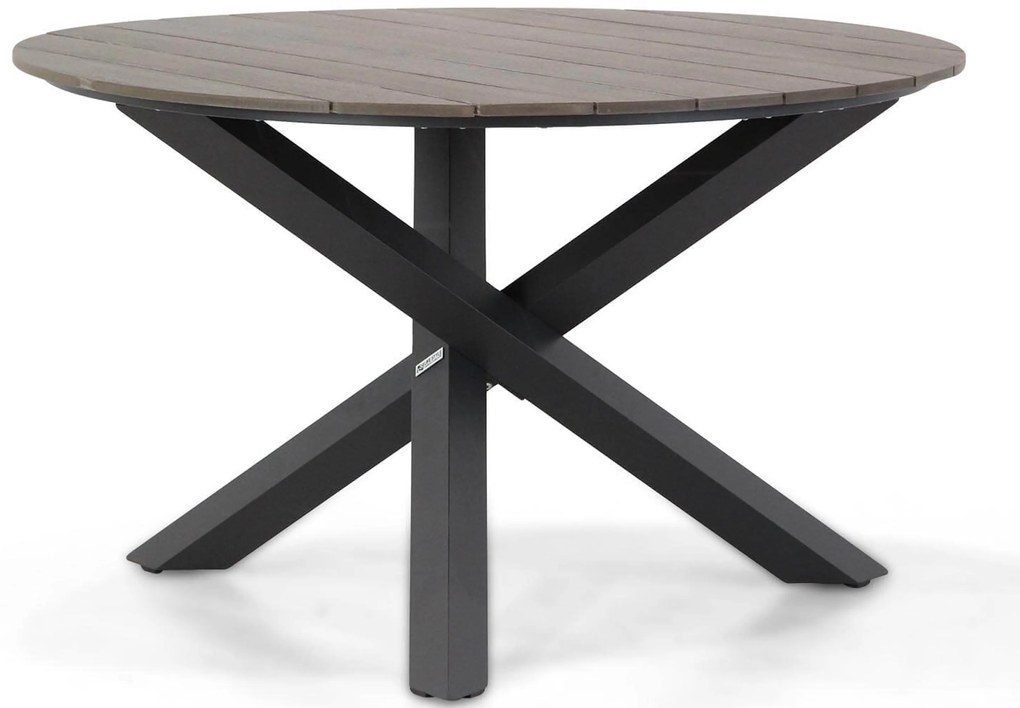 Tuinset Ronde Tuintafel 4 personen 125 cm Kunststof Grijs Domani Furniture Alba/Ancona