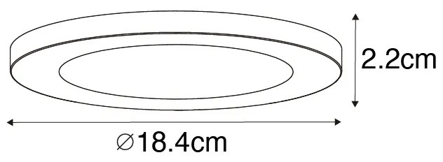 Set van 6 In- of opbouwspot wit 18 cm incl. LED 3 staps dim to warm - Trans