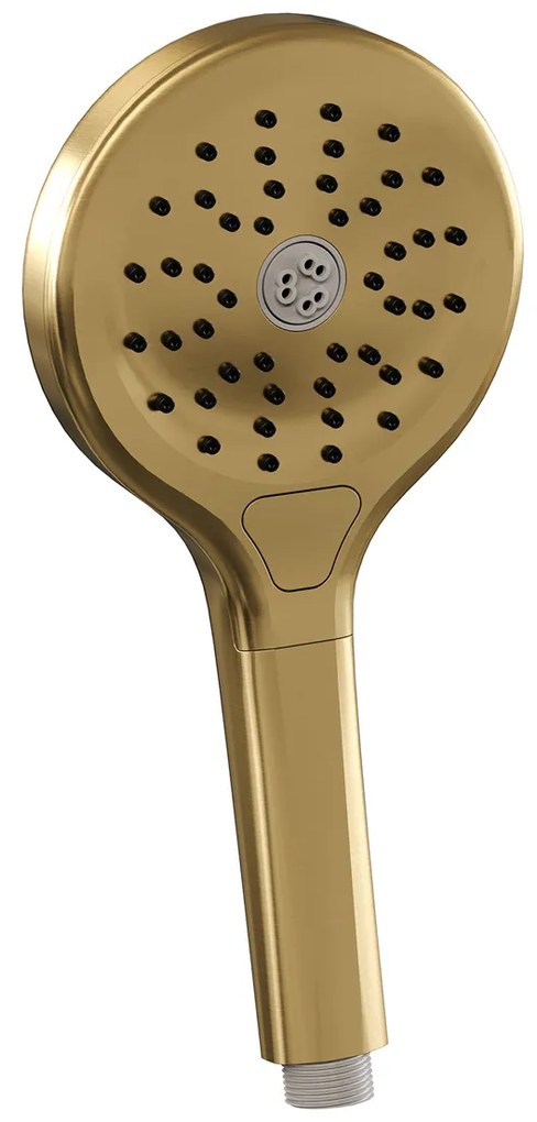 Brauer Stripe inbouw regendouche met 25cm hoofddouche, gebogen muurarm en 3 standen handdouche set 5 messing geborsteld PVD