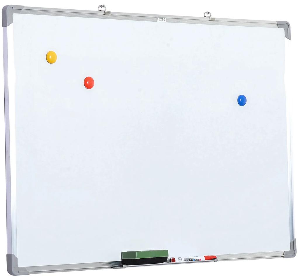 HOMdotCOM Whiteboard magneetbord met accessoires 90 x 60cm