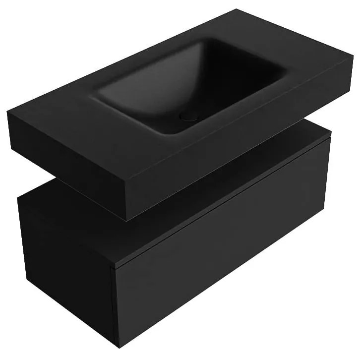 Zaro Alan badmeubel 90cm urban 1 lade met vrijhangende wastafel cloud midden zonder kraangat urban