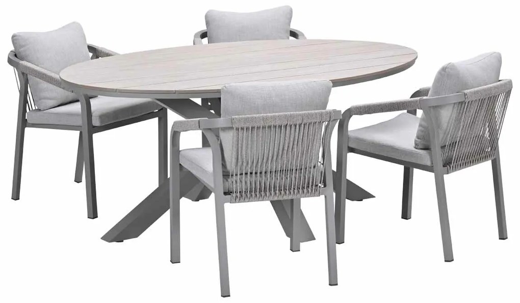 Garden Impressions Tarera tuinset 5-delig dakar sand - Tulli tuintafel 180x115 cm - light teak vironwood