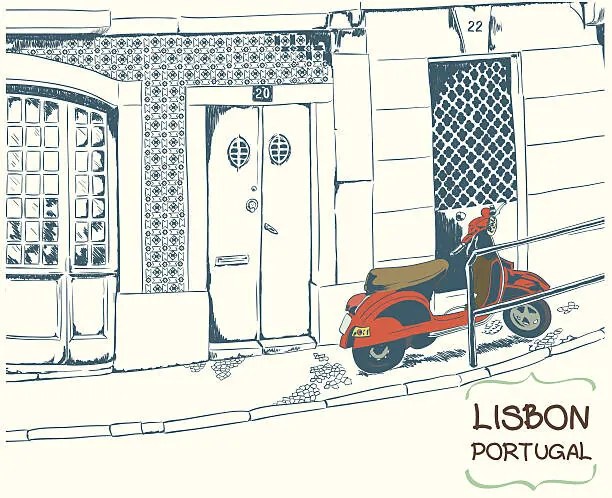 Ilustratie Lisbon street sketch, tasza_natasha