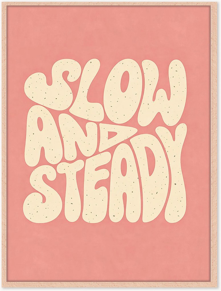 Ingelijste digitale print Slow & Steady, handgemaakt