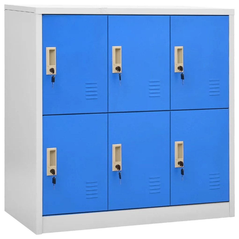 vidaXL Lockerkasten 2 st 90x45x92,5 cm staal lichtgrijs en blauw