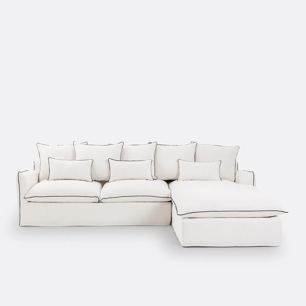 Bank, omvormbaar, slaapbank, afneembare hoes, 4-zits, dik linnen, Odna