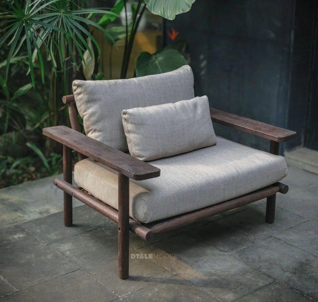 The Outsider Stoel-Bank Loungeset - Laruna - Acaciahout - Vintage Bruin /  Wit - The Outsider