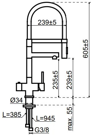 Selsiuz Inox XL kokend water kraan met titanium combi extra boiler gunmetal