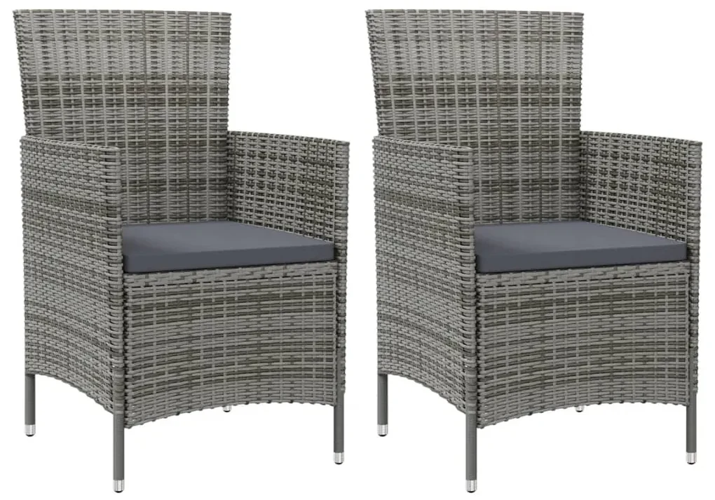 vidaXL Tuinstoelen 2 st met kussens poly rattan grijs