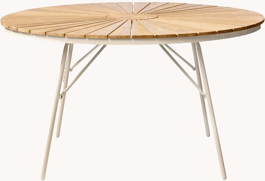 Ronde tuintafel Ellen met teakhouten tafelblad, in verschillende formaten