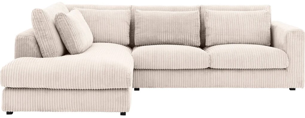 Goossens Bank Ravenia beige, stof, 2,5-zits, stijlvol landelijk met ligelement links