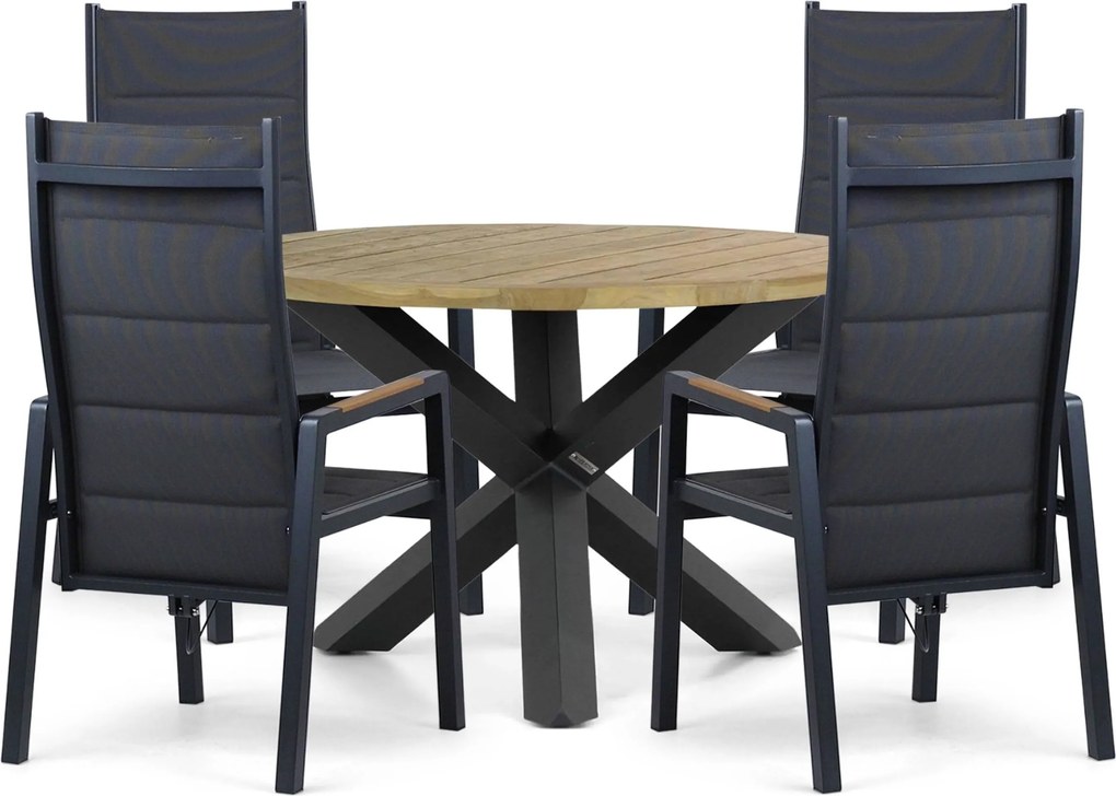 Tuinset 4 personen 120 cm Aluminium Grijs Lifestyle Garden Furniture Essence/Rockville