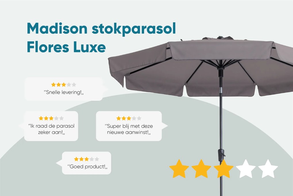 Madison stokparasol Flores luxe Taupe 300 cm.