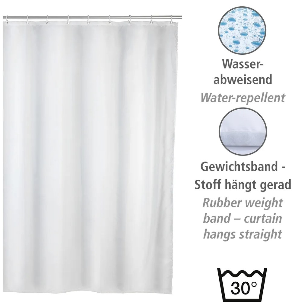 Wenko anti-schimmel douchegordijn 120x200cm polyester uni wit inclusief ringen