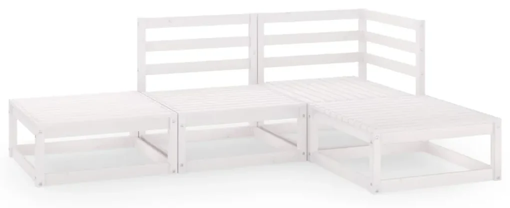 vidaXL 4-delige Loungeset massief grenenhout wit