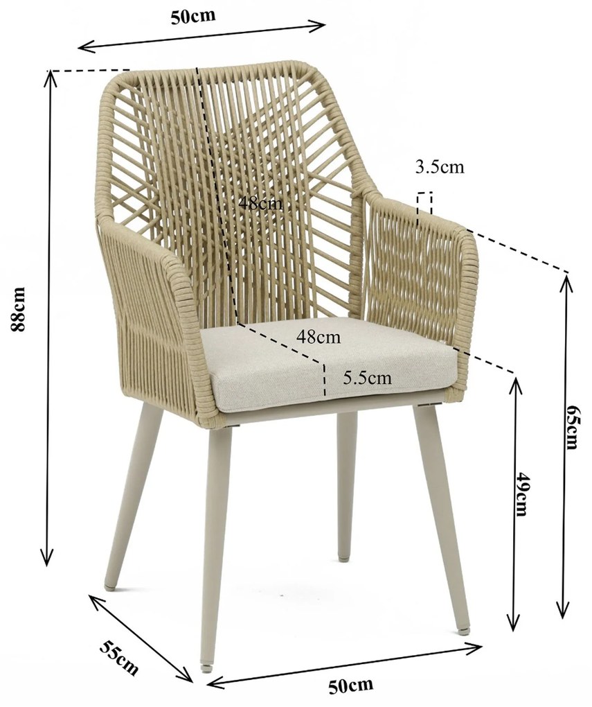 Tuinset 6 personen 220 cm Aluminium/wicker Taupe Coco Vedra/Bristol