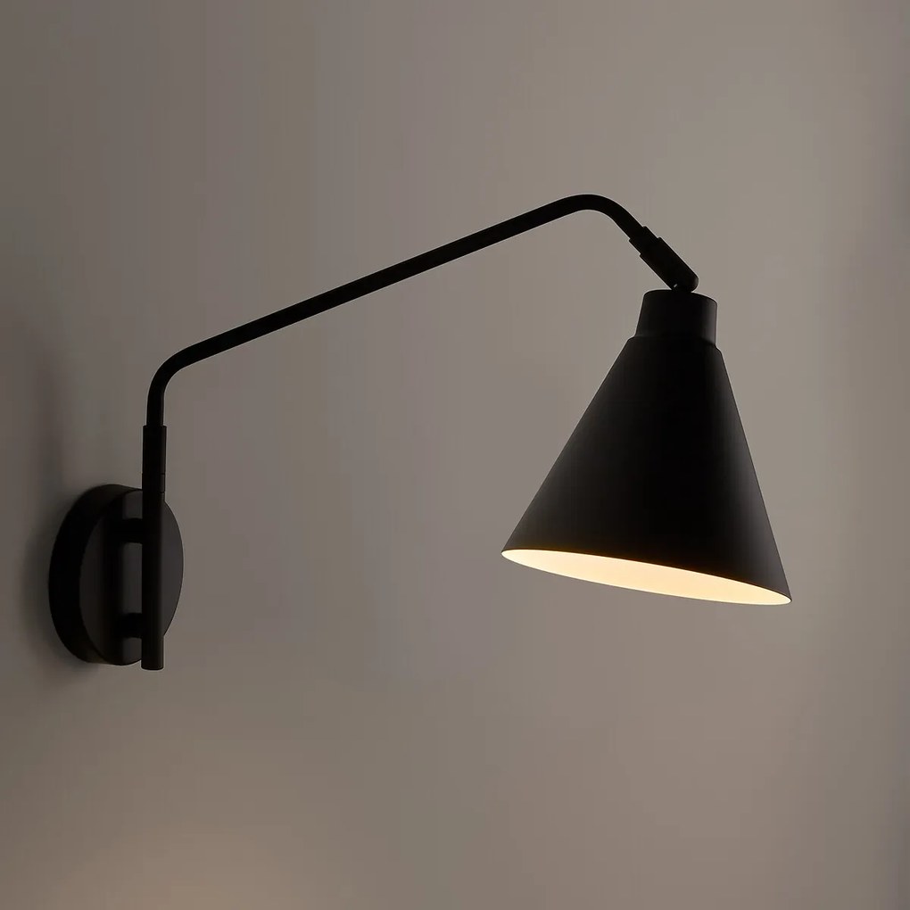 Wandlamp in metaal met verstelbare arm, Hiba