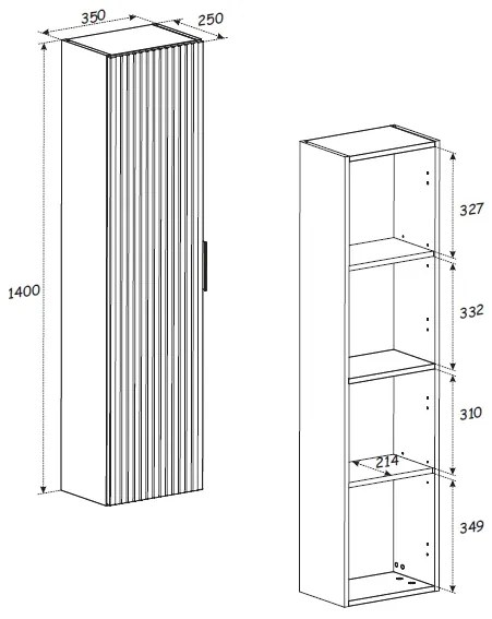 Comad Adele White FSC kolomkast 35x25x140cm wit mat