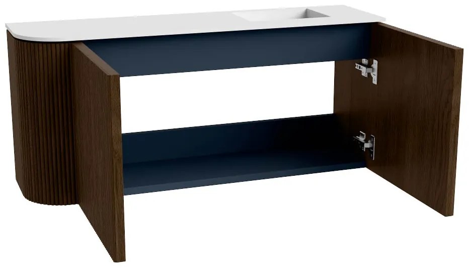 Mondiaz Joya 90cm toiletmeubel ronding links walnut met wastafel faye rechts zonder kraangat talc