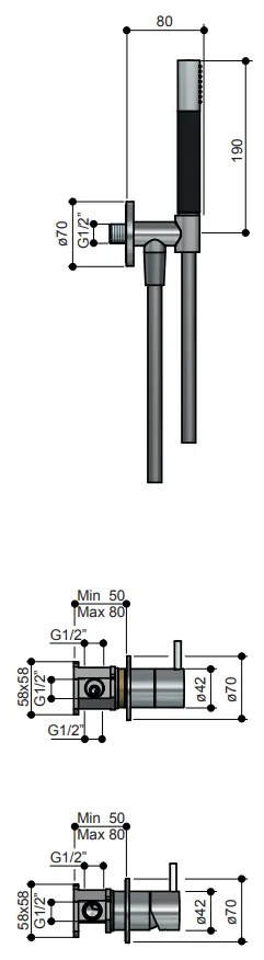 Hotbath Cobber IBS21BL inbouwdouche met 30cm hoofddouche zwart mat