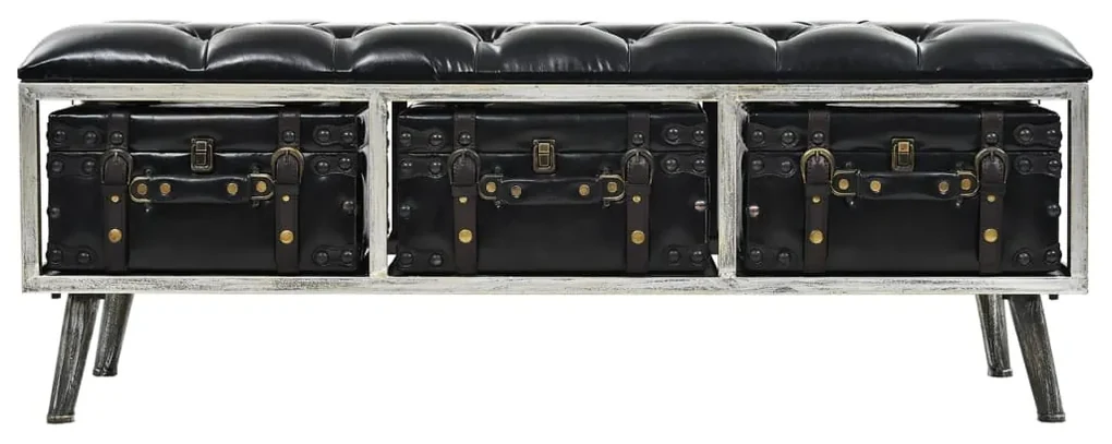 vidaXL Opslagbank 110 cm kunstleer zwart