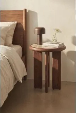 Set Van 2 Nachtkastjes Ø40 Cm In Tegels En Acaciahout Aitana Tapioca Beige - Donker Acaciabruin - Sklum